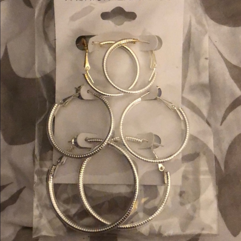 3 pair of hoop earrings